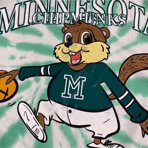 H&M Minnesota Chipmunks Champion Tie Dye Oversized Sweatshirt Light Green Large - Picture 6 of 6